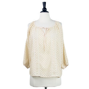 Eden Society | Cream Semi Sheer Tie-Neck Blouse